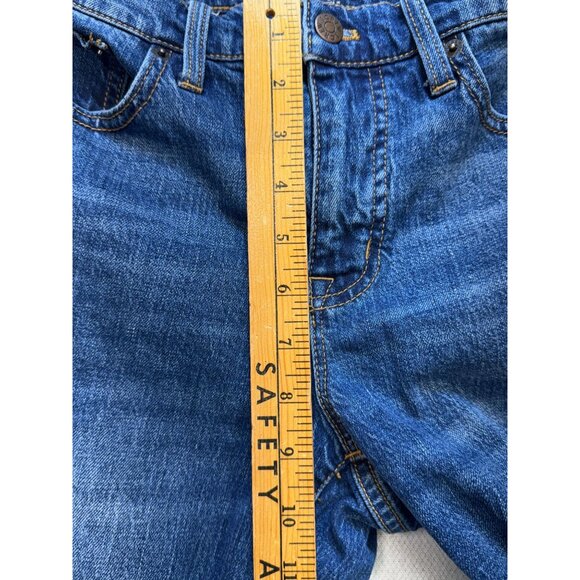 J. Crew Women's Flare Crop Jeans Mid Rise Frayed Hem Denim Sz 26 Blue Distressed - Picture 9 of 12